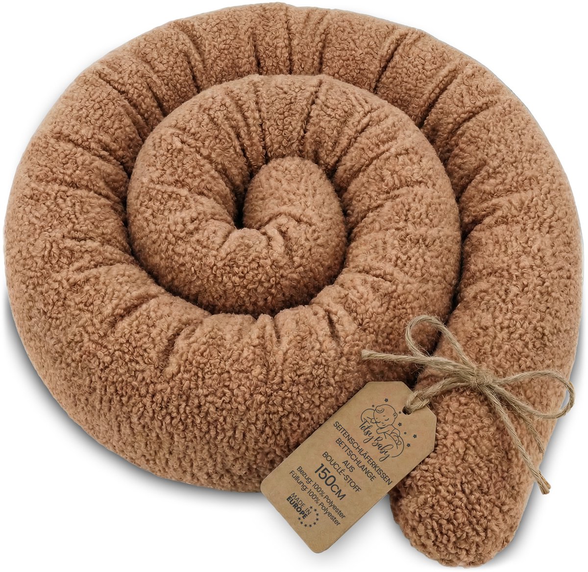 Zijslaper kussen Lichaamskussen 150 cm Bouclé - Lang kussen bed rol slaapkussen nek rol Decoratie voor kinderkamer Oeko-Tex certificaat Pompoen