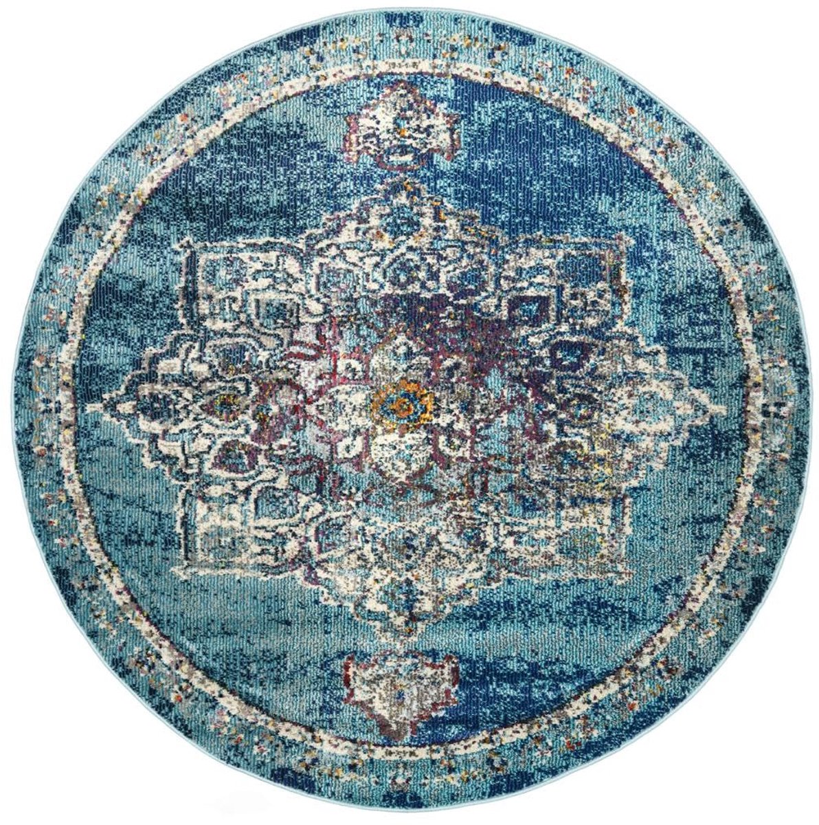 Balmoral, Vloerkleed, Moderne, Ø 150 cm, Rond, Middelpolig, Woonkamer, Eetkamer, Slaapkamer, Keuken, Hal, Alleen chemisch reinigen, Donker Teal