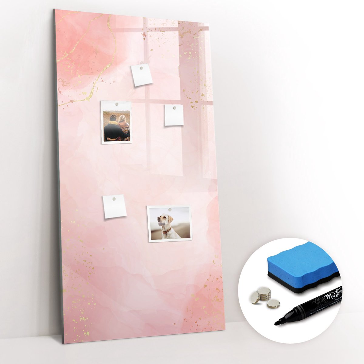 Tulup Whitebord - Roze marmer - 60 x 120 cm - Roze Magnetisch Bord Kind - Gratis 5 Sterke Magneten + Whiteboard Marker & Wisser - Industrieel Wandbord - Magnetisch Wandbord - Productiviteit Tools