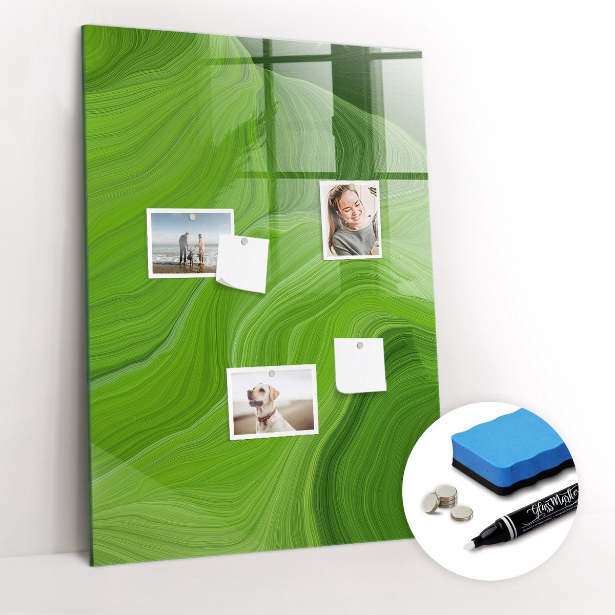 Tulup Whitebord - Golfabstractie - 70 x 100 cm - Groente Memobord Keuken - Gratis 5 Sterke Magneten + Whiteboard Marker & Wisser - Wanddecoratie Kantoor - Magnetisch Bord - Inspiratiebord Kantoor