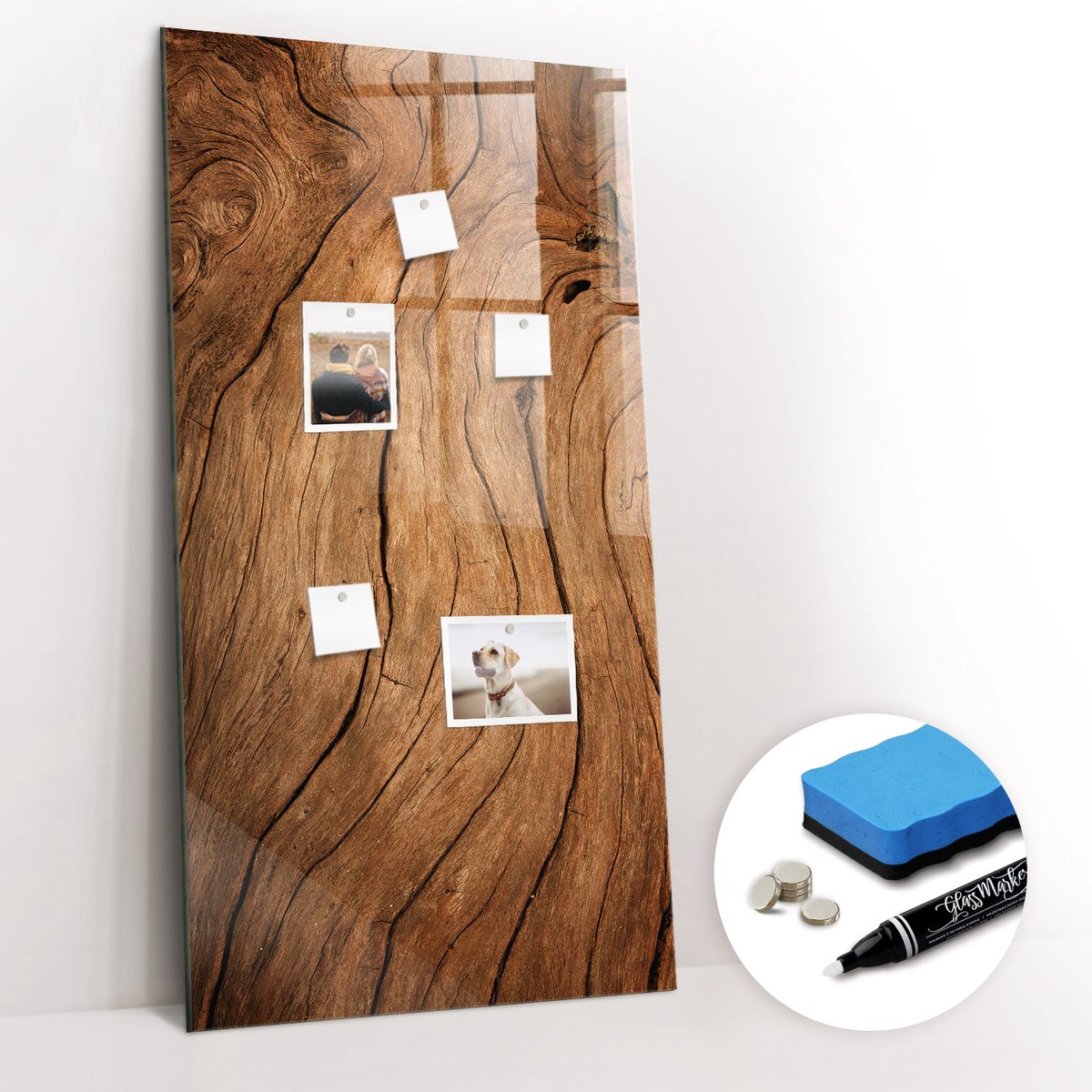 Tulup Whitebord - Oud hout - 60 x 120 cm - Bruin Magneetbord Rechthoekig - Gratis 5 Sterke Magneten + Whiteboard Marker & Wisser - Scandinavisch Design Bord - Magneetbord Keuken - Planning Muur