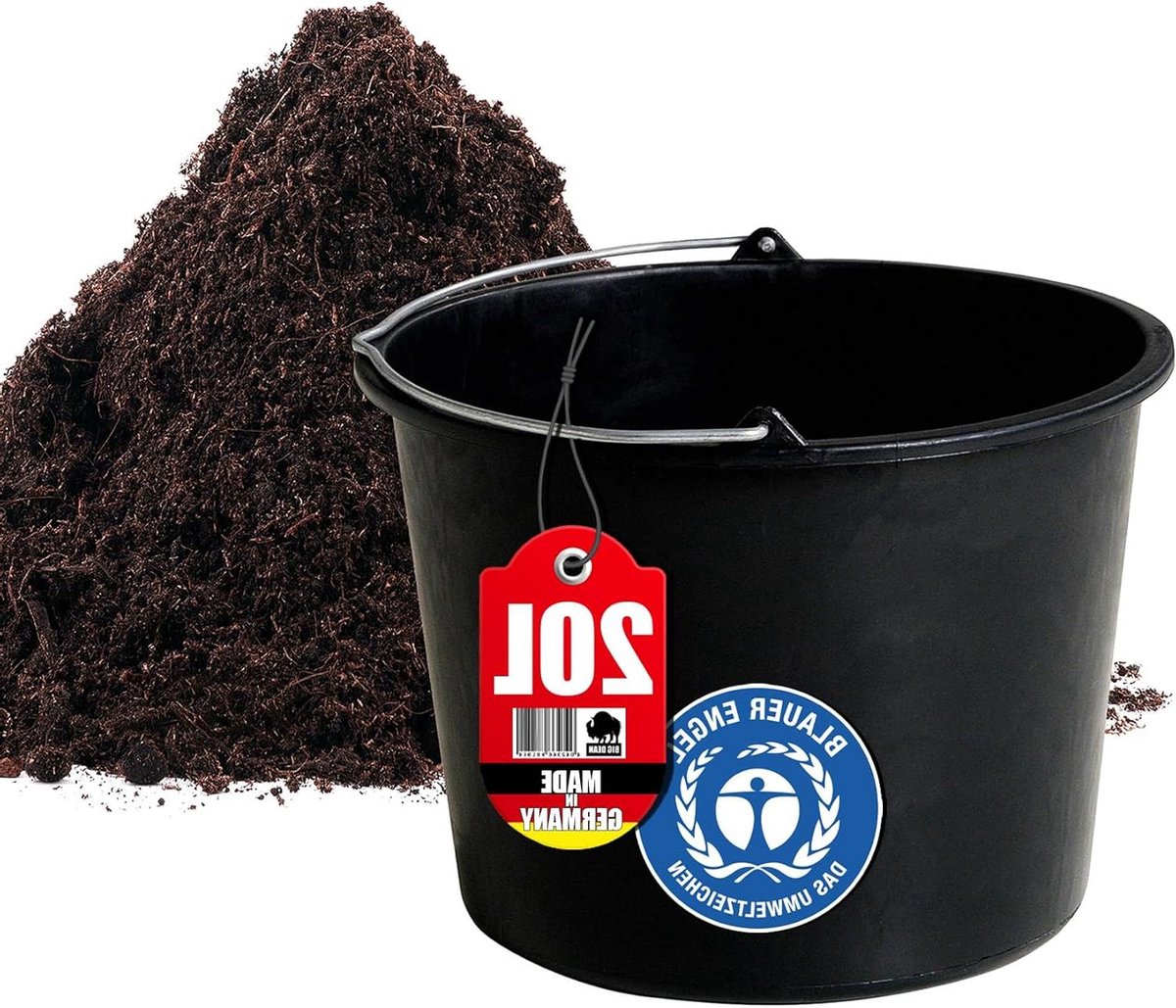 Bouwemmer - Mortelkuip Tuinemmer - Bouwplaats Werkzaamheden - Met Handvat Schaalverdeling - 20 Liter - Blauw