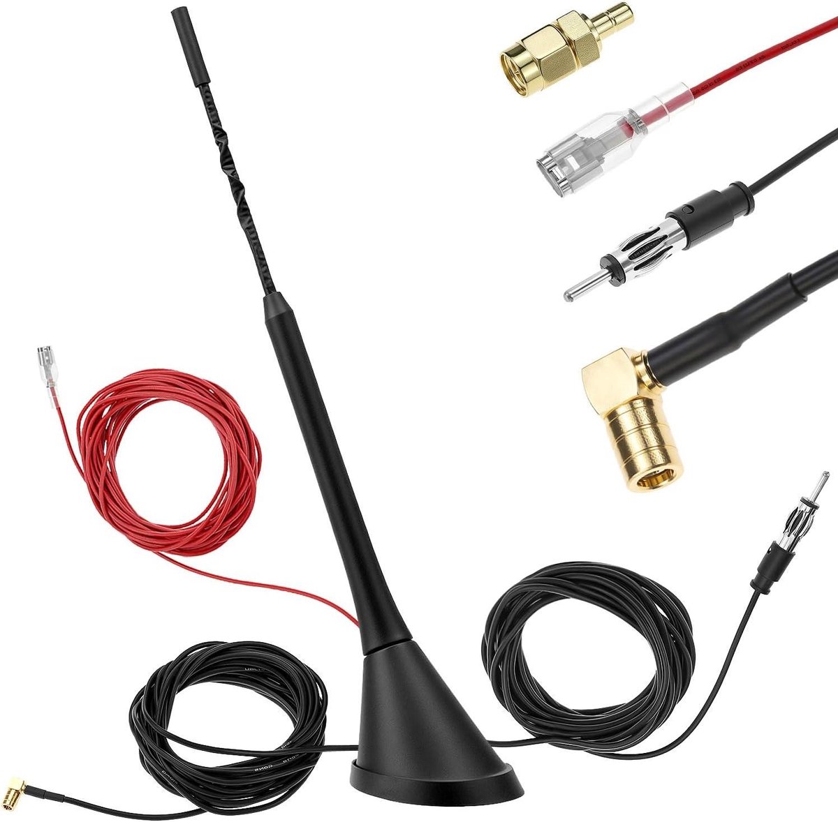 Auto Antenne - Dachantenne DAB FM - Radio Ontvangst Verbeteren - Hoge Ontvangstcapaciteit - 5m Kabel - Zwart