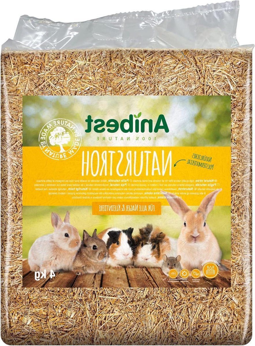 Natuurstro voor Knaagdieren - Bodembedekking Strooisel - Verblijf Inrichten - 100% Natuurlijk Biologisch Afbreekbaar - 4 kg - Goudgeel