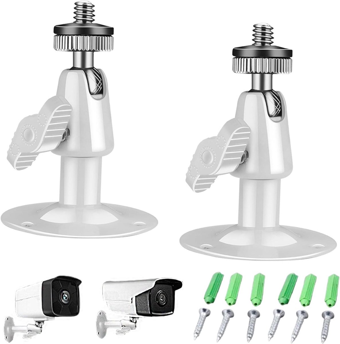 Camerahouder 2 stuks - Beveiligingscamera houder - Camera Beveiligen - 360 graden draaibaar - Universeel 1/4 inch - Wit