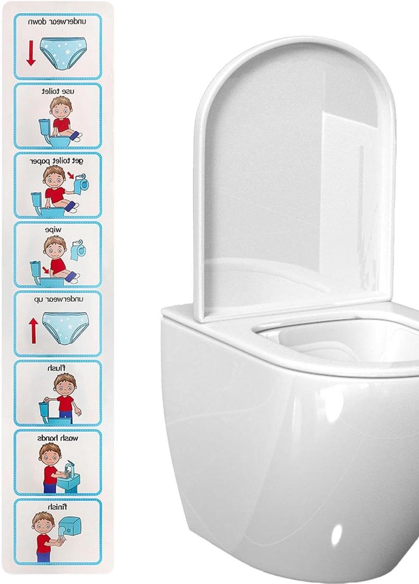 Visuele Zindelijkheidstrainer - Potty Training Planner - Kinderen Leren Toiletteren - Stapsgewijze Afbeeldingen - 10 x 51 cm - Blauw
