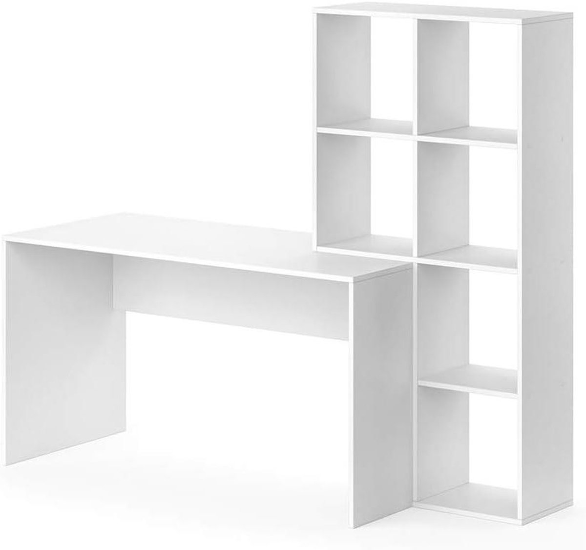 Bureau Mara - Schrijftafel Werktafel - Thuiswerken Organiseren - Praktisch zijrek - 166.8 x 59 cm - Wit