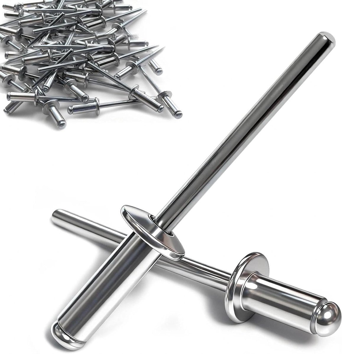 Blinde Klinknagels Aluminium - Popnagels Open Punt - Materialen Bevestigen - Roestbestendig Ontwerp - 48 x 12 mm - Zilverkleurig