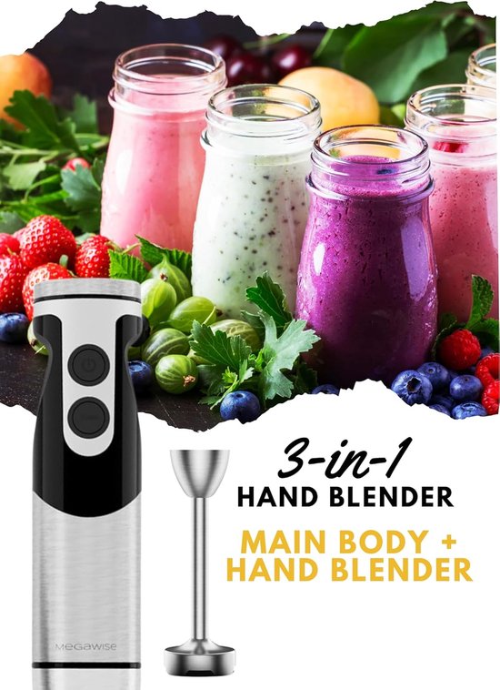 Staafmixer 3-in-1 - Handmixer Keukenmixer - Gladde Sauzen Maken - 12 Snelheden Turbofunctie - 800 Watt - Zwart — afbeelding 5