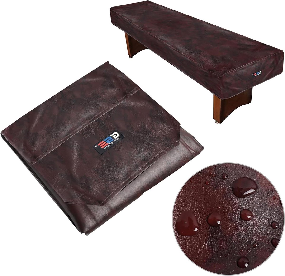 Shuffleboard Tafelkleed - Beschermhoes Tafel - Tafel Beschermen - Kreukvrije Kunstlederen Hoes - 12 ft Tafel - Bruin