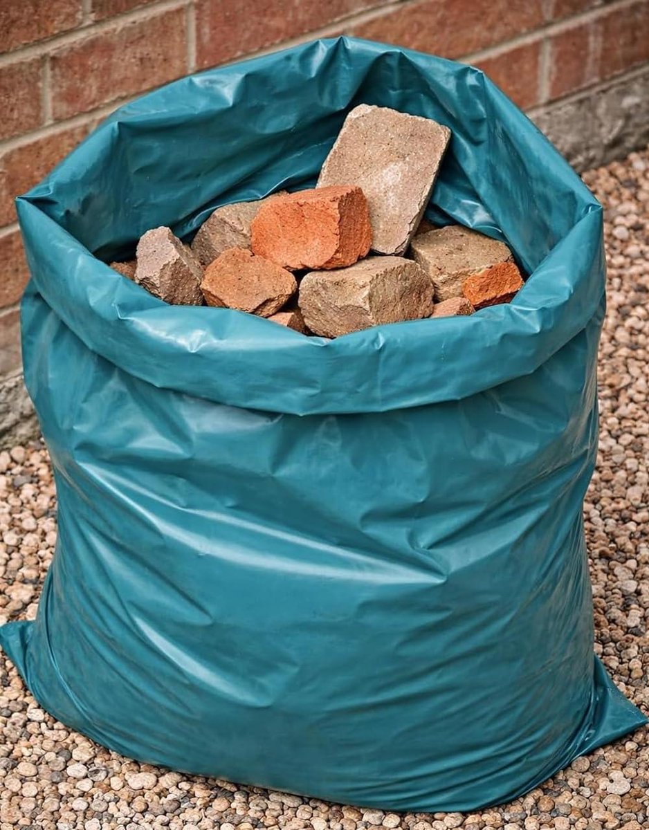 Puin zakken - Bouw zakken - Zwaar afval transporteren - Extra sterke constructie - 52 x 74 cm - Blauw
