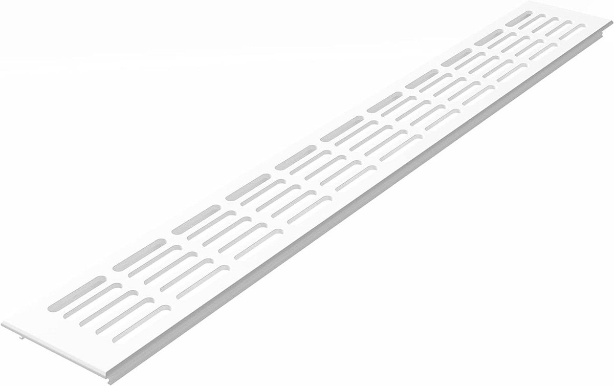 Ventilatierooster Aluminium - Rooster Deur Verwarming - Ruimtes Ventileren - Gepoedercoat Oppervlak - 80 mm breed - Wit RAL9016