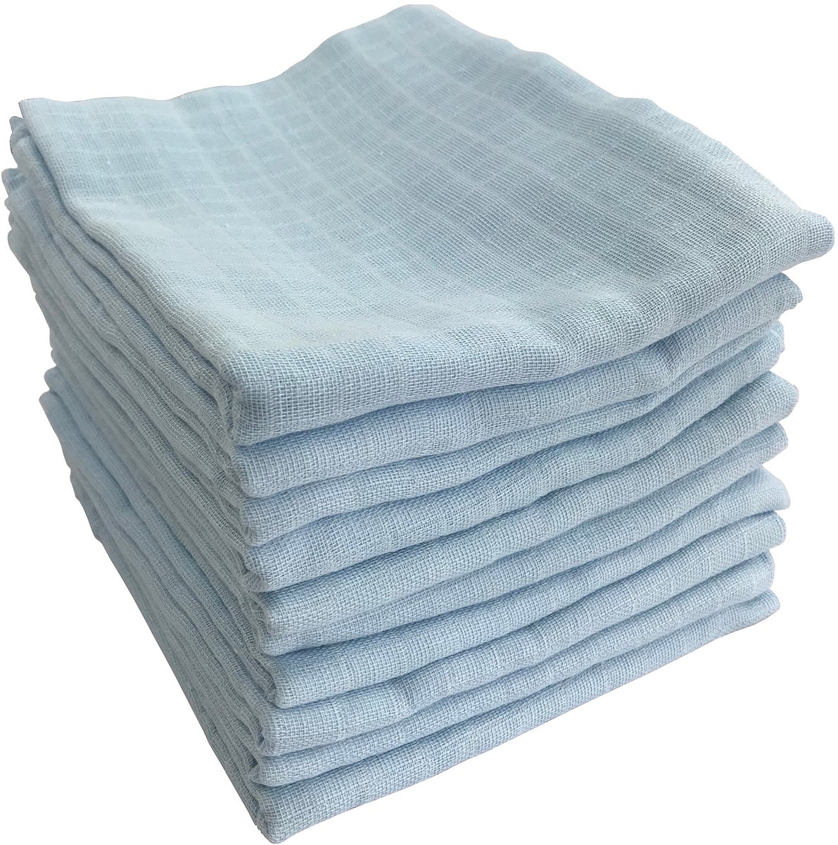 Set van 10 mousseline luiers | spuugdoeken van 100% katoen - stoffen luiers mousseline doeken voor baby's | Öko-Tex gecertificeerd, 80 x 70 cm (10 blauw)