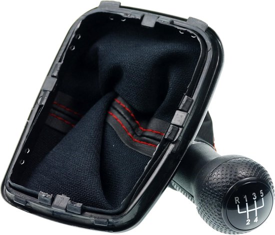 Schakelpookknop - Versnellingspook Pookknop - Auto-interieur Upgraden - Plug en Play Montage - 5 versnellingen - Zwart met rode naad — afbeelding 2