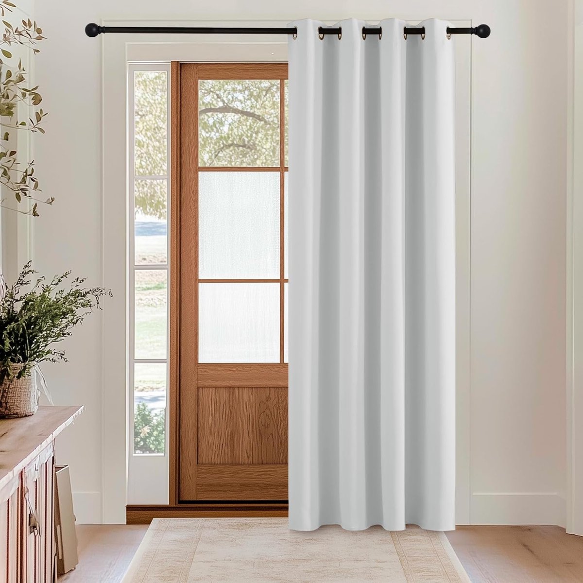 Effen Kleur Verduisterende Gordijnen, Warmte-isolerende Gordijnen, Stijlvol, Geschikt voor Woonkamer Slaapkamer met Ringen,140B x 200H cm (1 Panelen),Grijswit