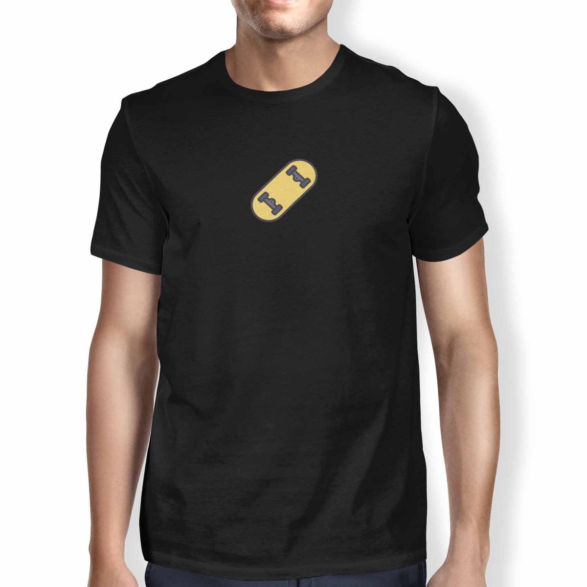 Basic T-shirt voor heren, 100% katoen, regular fit, Digital Icon Printed, maat: S, kleur: zwart, zwart, S