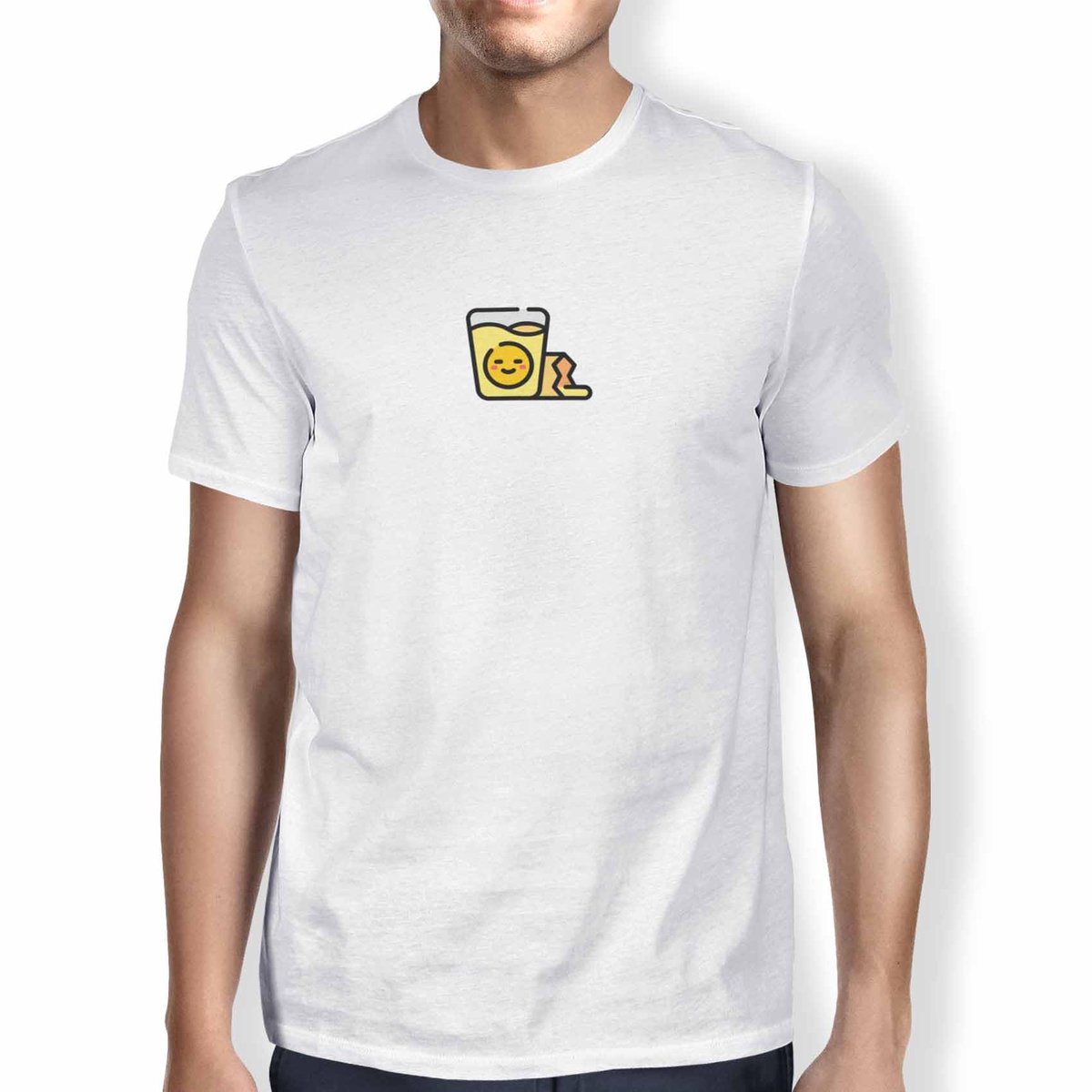Basic T-shirt voor heren, 100% katoen, regular fit, Digital Icon Printed, maat: M, kleur: wit, wit, M
