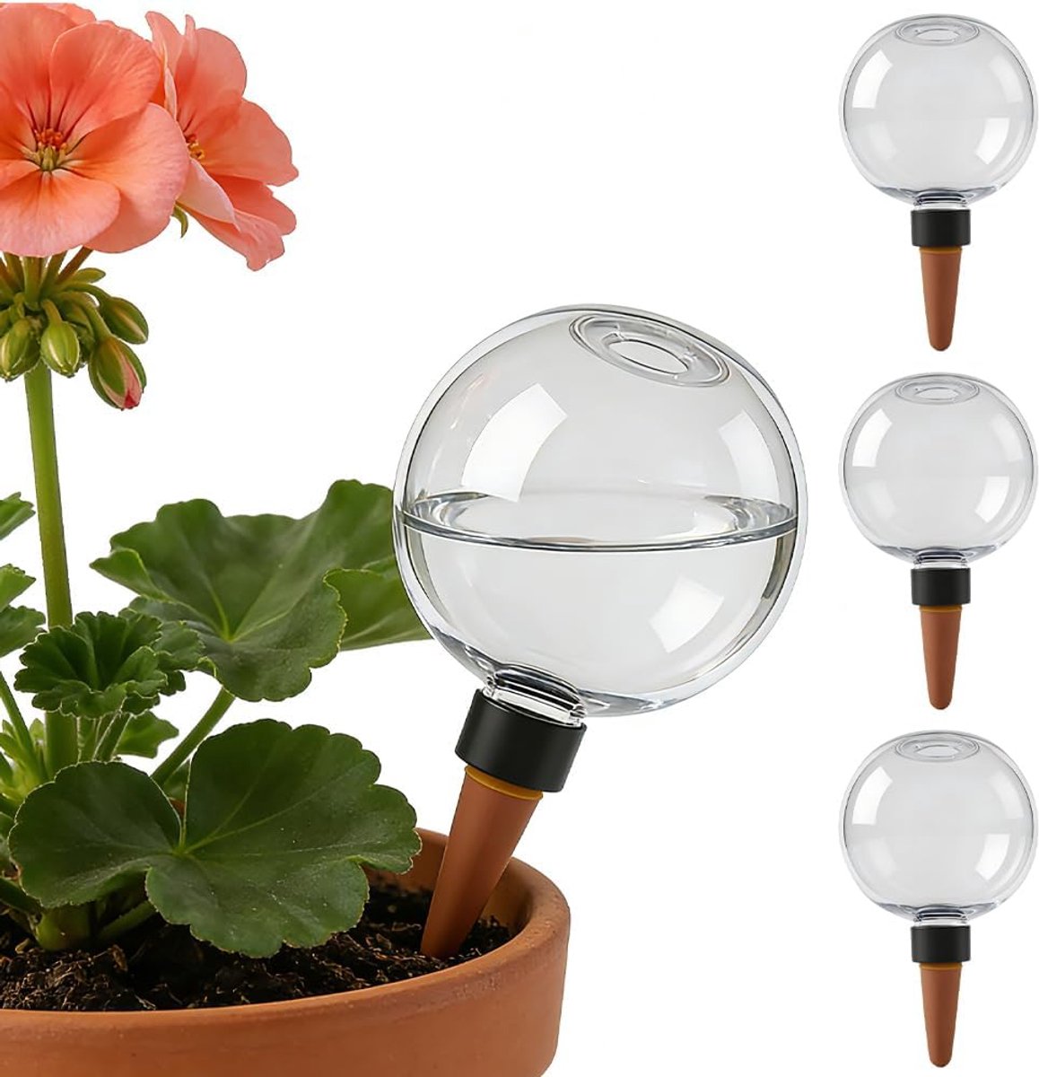 4 stuks irrigatieballen voor planten, 500 ml, zelfbewaterende bewateringsbal, automatische plantenirrigatie, irrigatie potplanten voor op vakantie, plantenbewateringsdispenser