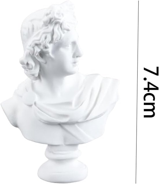 Set van 3 x Grieks hoofdbeeld Klassieke Griekse figuur Portretbuste Beeldjes Gipssculptuur Athena-beeld Hars Apollo-beeldje Ornamenten Schets Oefengod Buste Griekenland — afbeelding 5