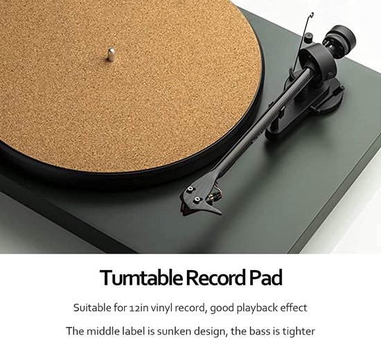 Platenmat - Slipmat Kurk - Platen Spelen - Anti Statisch - 30cm Diameter - Bruin — afbeelding 3