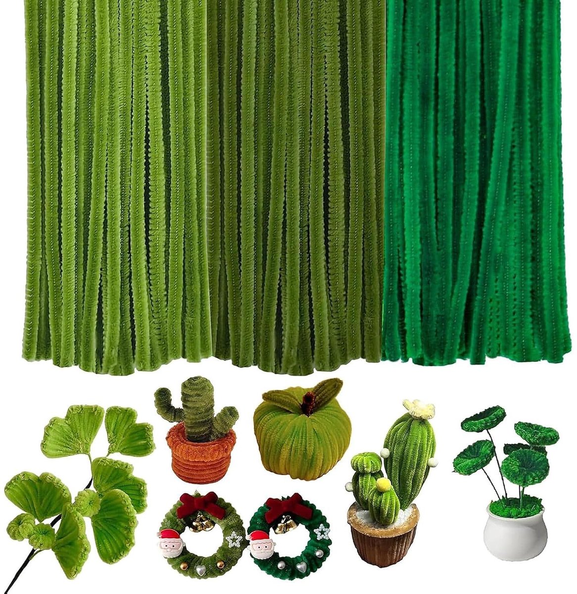 Groene Pijpenragers - Chenille Stelen - Knutselen en Knutselen - Versterkte IJzerdraad - 30 cm lang 6 mm breed