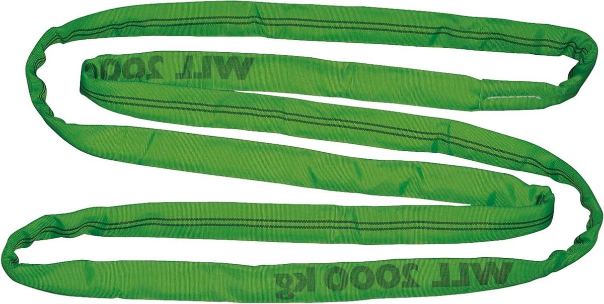 Ronde Lus - Hijsling Hefband - Veilig Lasten Hefen - Dubbel Ommanteld - 6 meter omtrek - Groen
