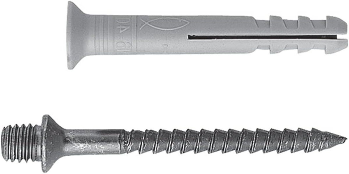 Nagelpluggen - Nylon pluggen - Bevestigen van klemmen - Geïntegreerde inslagblokkering - 6x40 mm 50 stuks - Grijs