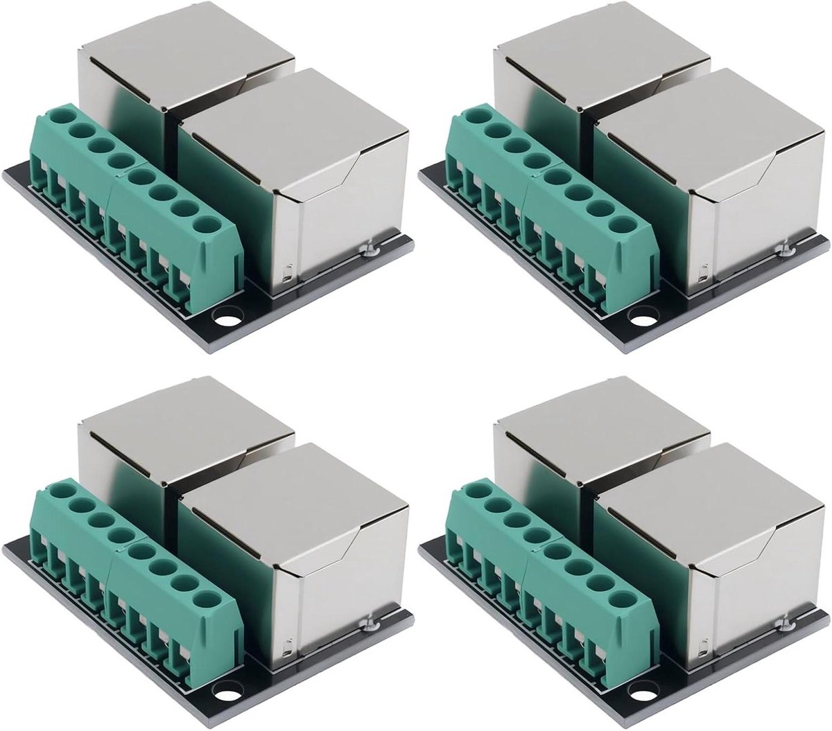 RJ45 Ethernet Adapter - Netwerk Splitter - Netwerk Installatie - 3.5mm Pin Afstand - 4 Stuks - Groen