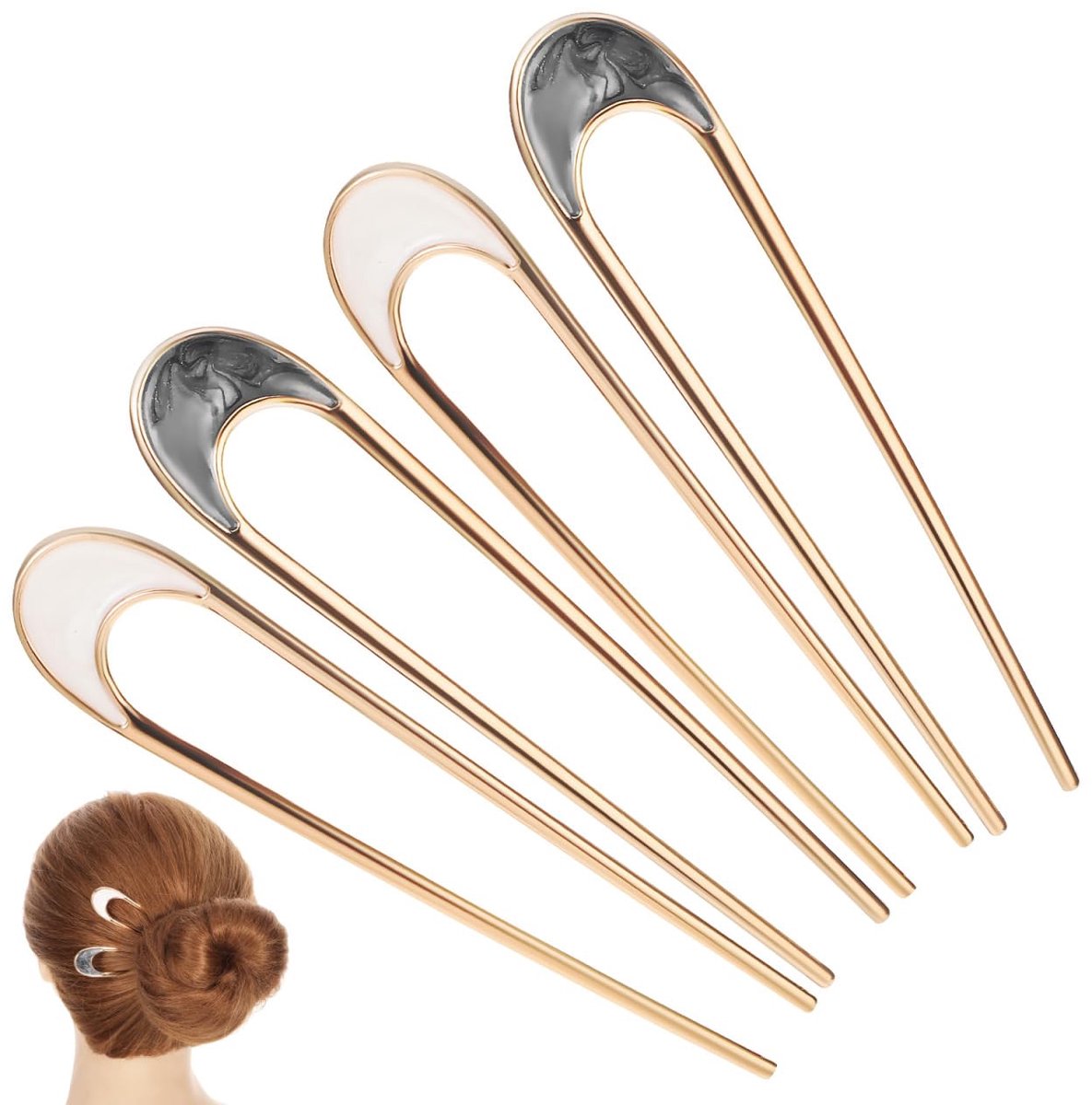 Franse haarspelden U-vormige haarspelden 4 stuks legering voor haarknopen dames dagelijks feest bruiloft stijlvolle haaraccessoires