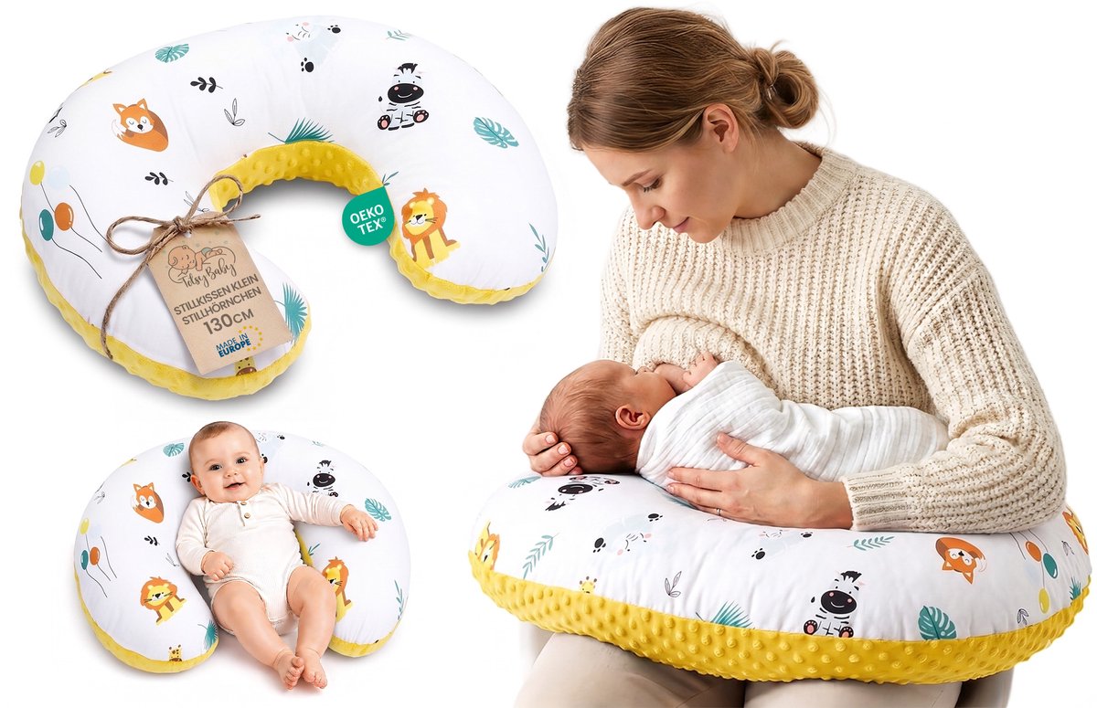 Voedingskussen baby 130 cm C-vorm borstvoedingskussen Nursing Pillow – afneembare Corduroy hoes ergonomisch wasbaar pasgeboren zacht ademend – OEKO-TEX gecertificeerd Safari