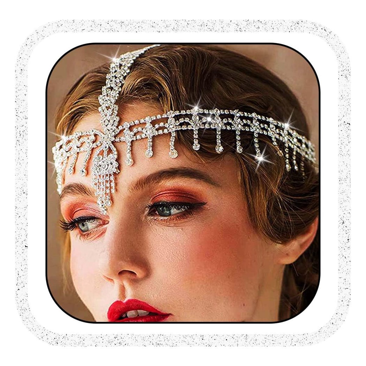 Vrouwen 1920 Hoofdband Strass Zilveren Hoofd Ketting Kwastje Bruiloft Hoofddeksel Gatsby Party Haarstukken Sieraden voor Bruid en Bruidsmeisje
