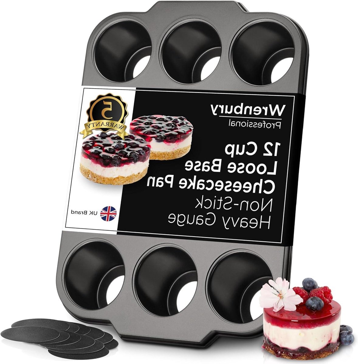 Mini Cheesecake Blikken - Bakblik Set - Kleine Gebakjes Maken - Losse Bodem - 12 Stuks - Zwart