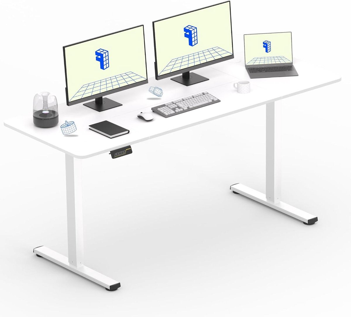 Elektrisch Zit Sta Bureau - Verstelbaar Bureau - Thuiswerken Ergonomisch - Met Geheugenfunctie - 160x60cm - Wit