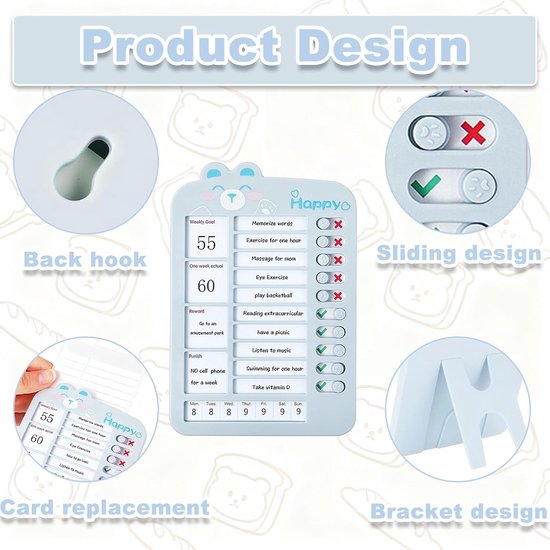 Planner Bord - Gedragskaart Kinderen - Taken Plannen - Herbruikbaar Ontwerp - 21.5 cm - Blauw — afbeelding 5