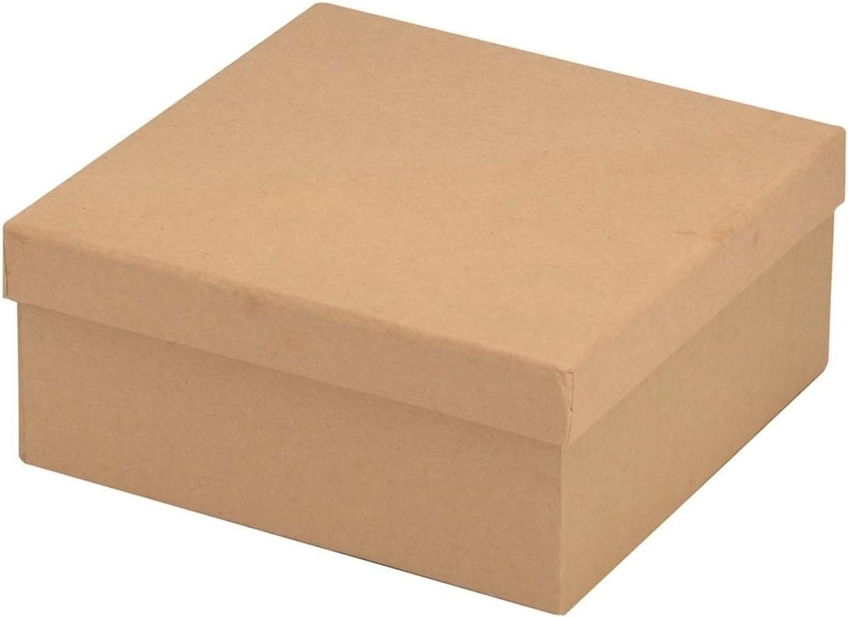 Vierkante Doos - Kartonnen Box - Decoratie Opslag - FSC Gecertificeerd - 205 x 205 x 9 cm - Naturel