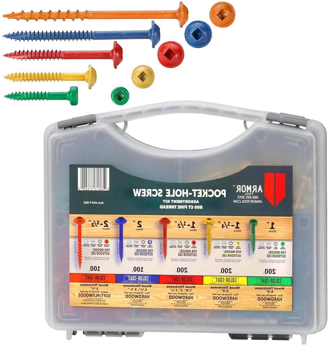Schroef Set - Houtschroeven - Doe-het-zelf projecten - Kleurgecodeerd Systeem - 800 Stuks - Gekleurd