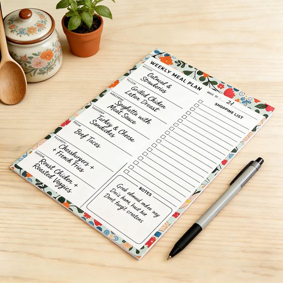 voedselplanner met 6 magneten: afneembare boodschappenlijst, magnetische koelkast en eetplanner, weekplanner, menuplanner voor familie, vrienden, dieet, B5-blok — afbeelding 5