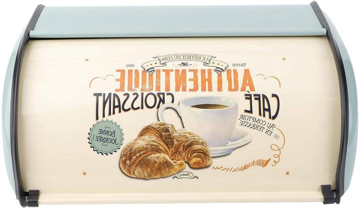 Broodtrommel Metaal - Brooddoos Keuken - Brood Vers Houden - Grote Capaciteit - 34.5 x 23 x 14.5 cm - Blauw