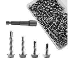 Zelftappende Schroeven Set - Parkerschroeven Boorschroeven - Metaal Bevestigen - Roestvrij Staal 410 - M48 x 16-32 mm - Zilver