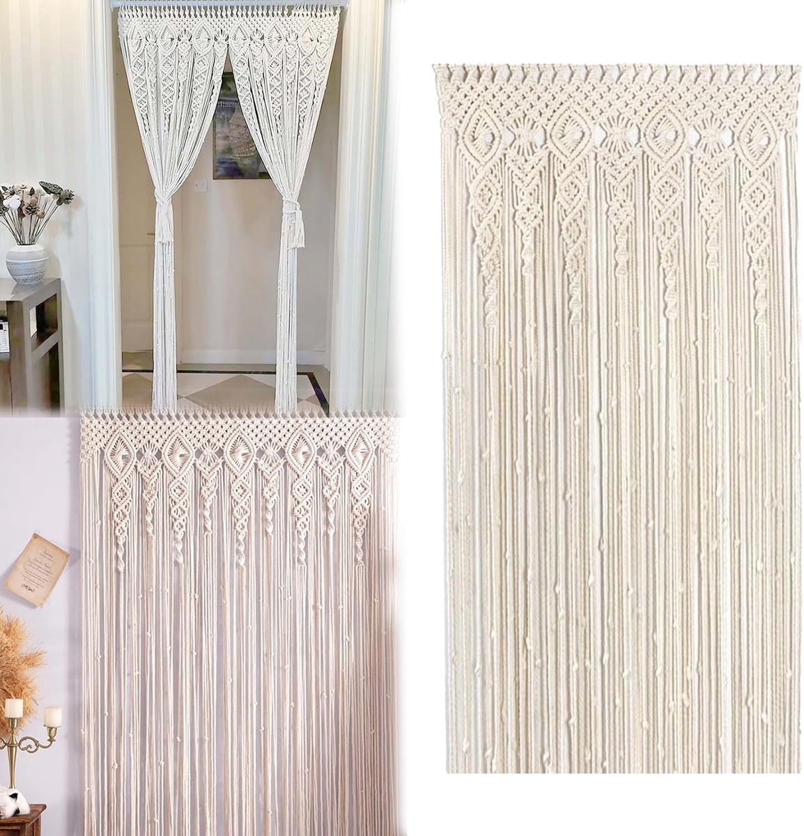 boho-gordijn, handgemaakte muurhanger van 100 x 200 cm, boho-stijl