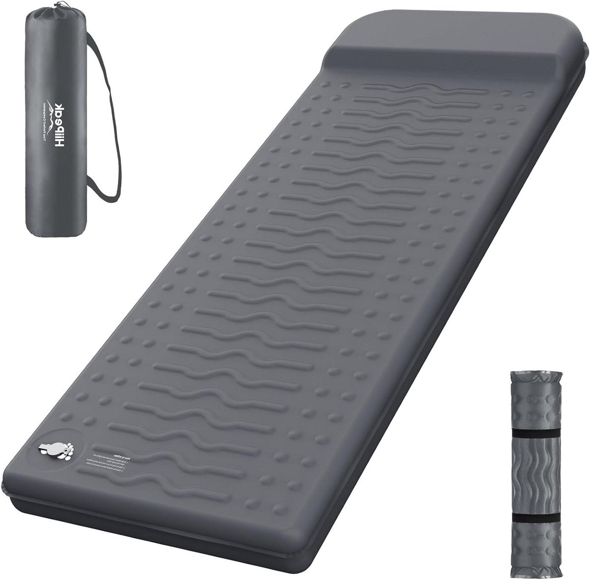 Zelfopblazende Slaapmat - Kampeer Mat - Comfortabel Slapen - Extra Breed - 195 cm - Grijs