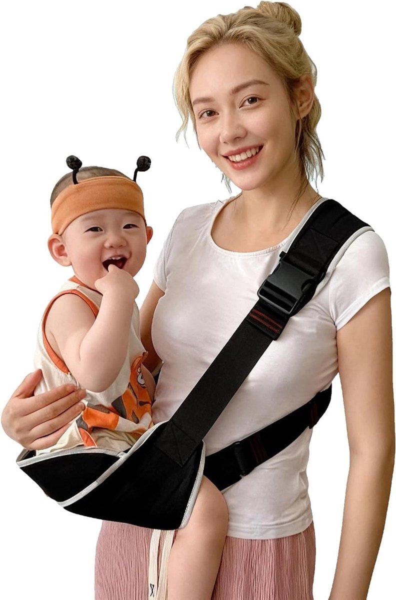 Babydraagdoek - Baby heupdrager - Comfortabel dragen - Ergonomisch ontwerp - Tot 15 kg - Zwart