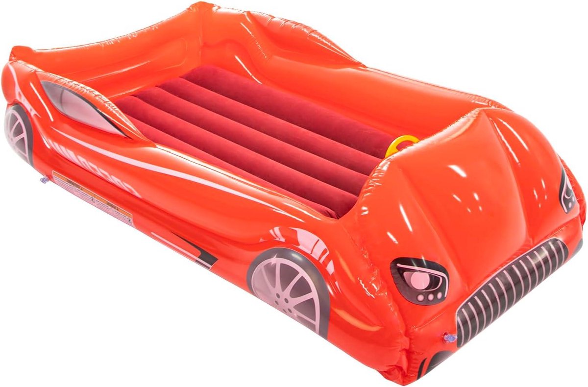 Kinderluchtmatras - Peuter Reisbed - Kamperen en Logeren - Verhoogd Stabiliteitsframe - 170 x 97 x 43 cm - Rood