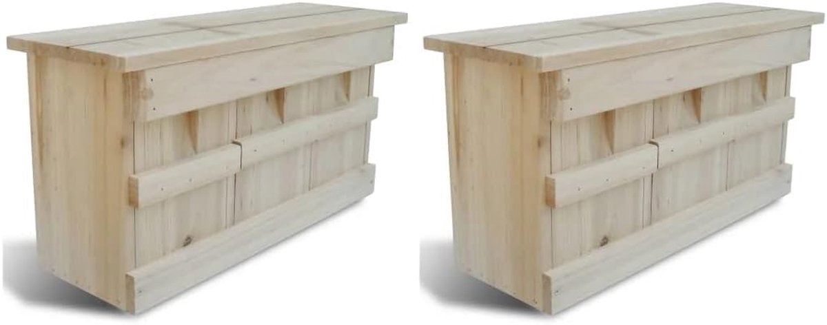 Mussenhuisjes Houten Vogelhuis - Vogelhuisje Nestkast - Mussen Lokken Tuin - Drie Broedkamers - 44 x 155 x 215 cm