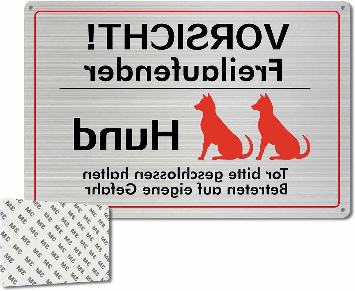 Huisdier Waarschuwingsbord - Hondenbord Aluminium - Terrein Afbakenen - Met 3M Tape - 30 x 20 cm - Zwart Wit Rood