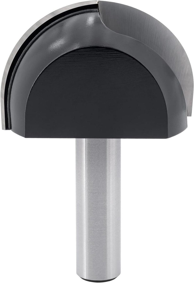 Halfrondfrees - Ronde groef - Houtbewerking - Hardmetalen snijkanten - Schacht 12 mm - Zilverkleurig