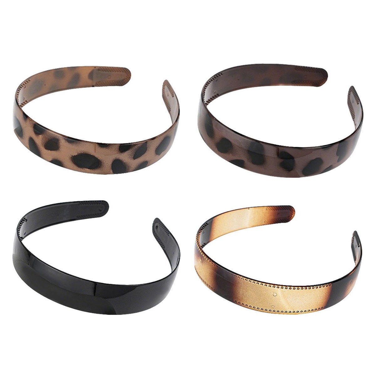 4 Stuks Plastic Tandkam Haarbanden, Breedgerande Retro Haarbanden, Fashion Headwear, Diy Haaraccessoires Materialen, Kapsel Accessoires.