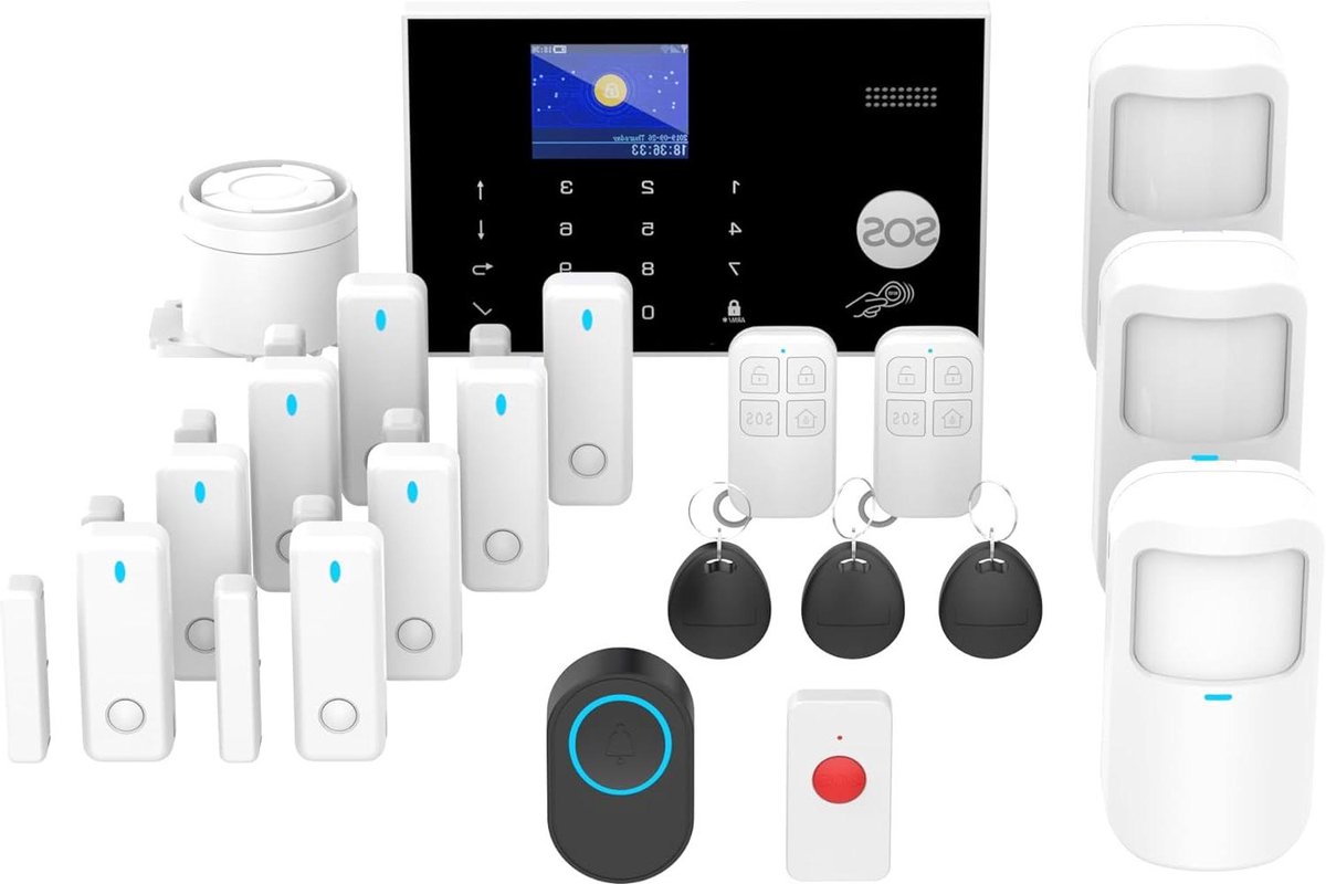 Alarmsysteem WiFi GSM - Diefstalbeveiliging Set - Huis Beveiligen - Uitbreidbaar met 99 Sensoren - 24 Inch Kleurendisplay - Wit