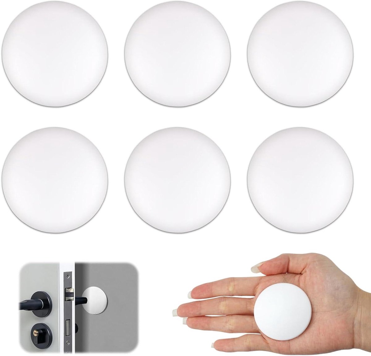 Deur Stopper Set - Muur Beschermers - Muren Beschermen - Zelfklevend Silicone - 6 Stuks 5 cm - Wit