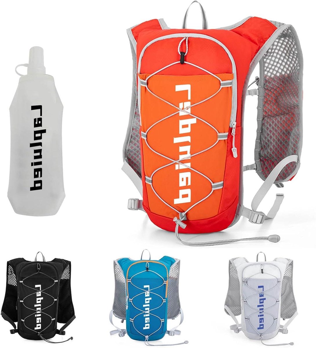 Hardloopvest - Hydratatie rugzak - Buitenactiviteiten - 360° reflectie - 5L capaciteit - Oranje